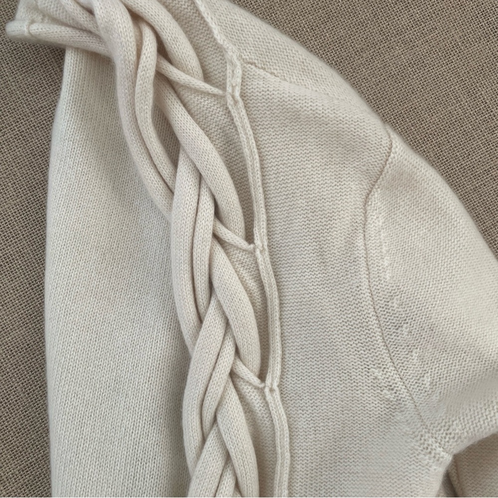 Neiman Marcus Cream Long Open Front Cardigan - Picture 2 of 8